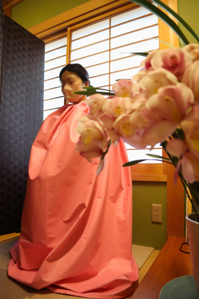 よもぎ蒸し中の写真です。